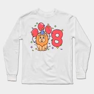 I am 8 with lion - kids birthday 8 years old Long Sleeve T-Shirt